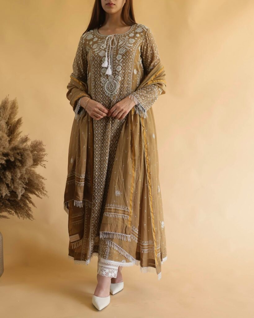 Malmal Pearl Chikankari Anarkali 8 1