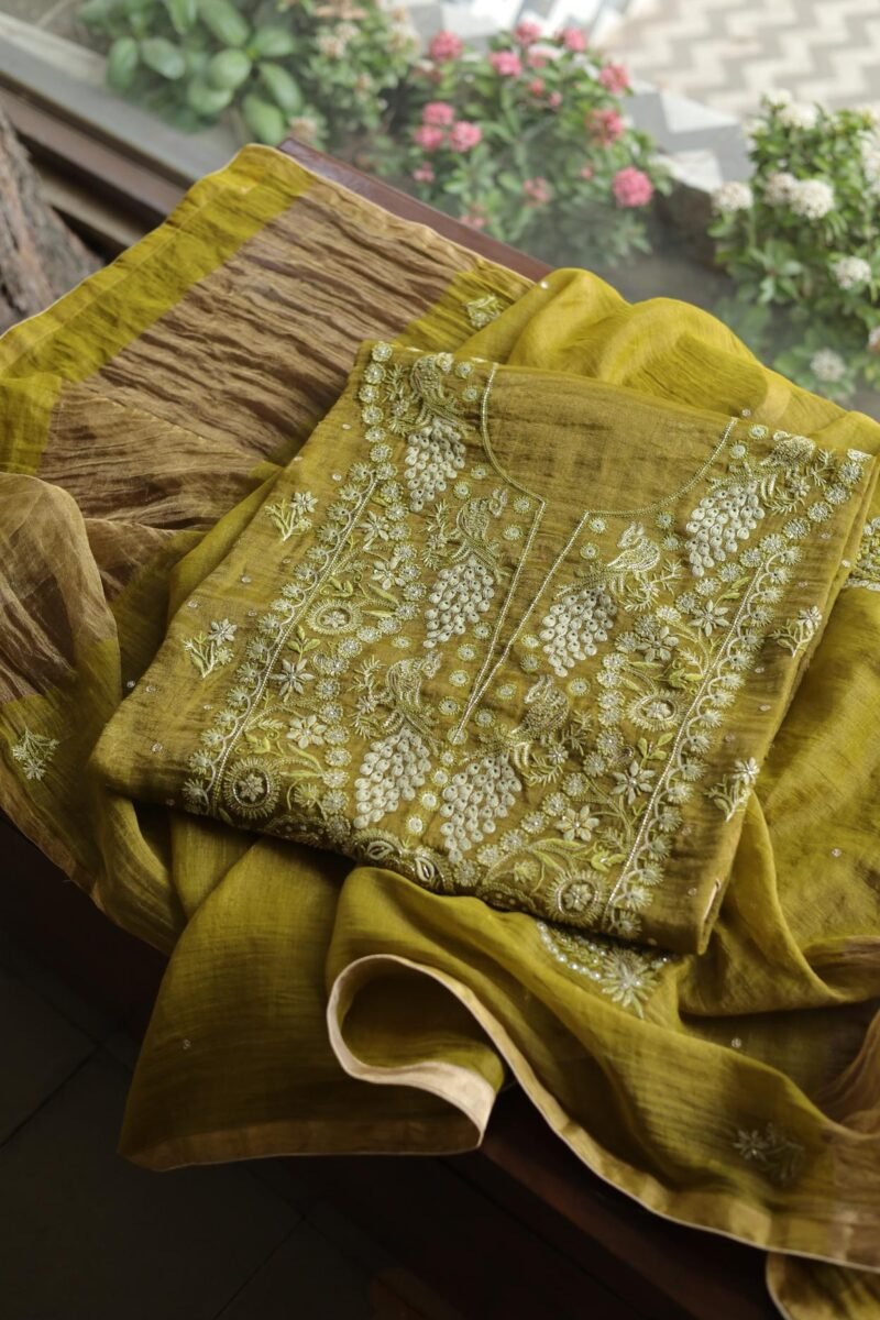 Roheen Tissue Silk Chikankari Fabrics