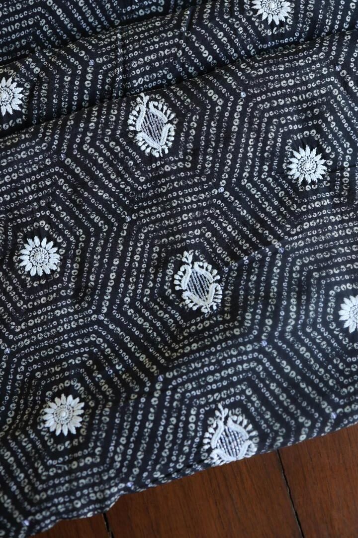 Black Muslin Chikankari Kurta Fabrics