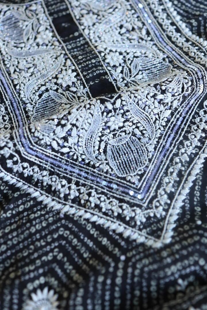 Black Muslin Chikankari Kurta Fabrics