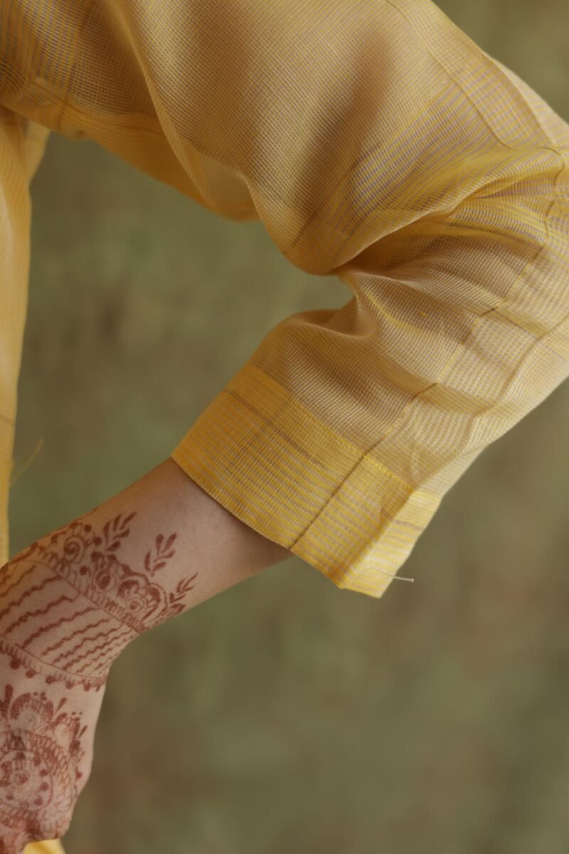 Butter Yellow Zari Kota Ready to Wear Kurta Set