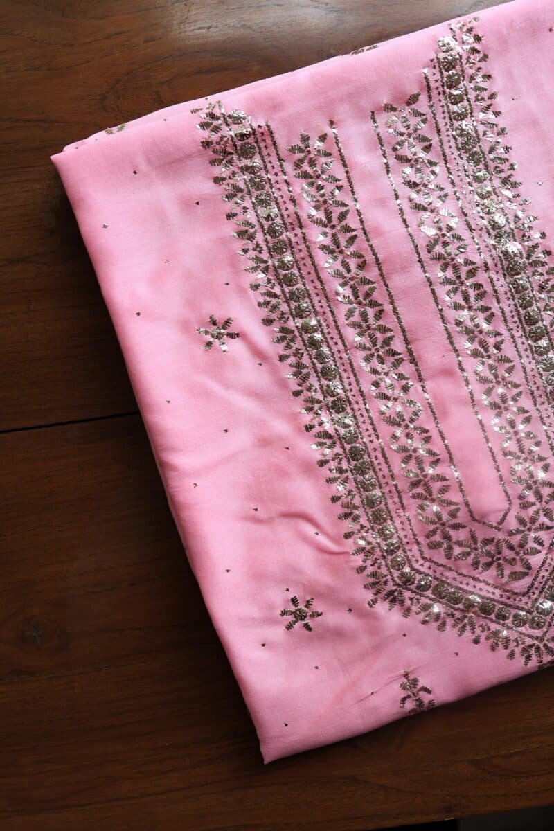 Chanderi Mukaish Badla Unstitched Chikankari Unisex Kurtas