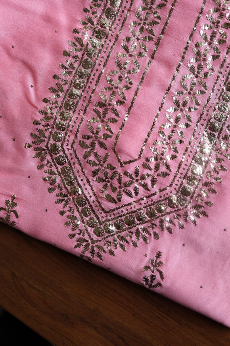 Chanderi Mukaish Badla Unstitched Chikankari Unisex Kurtas