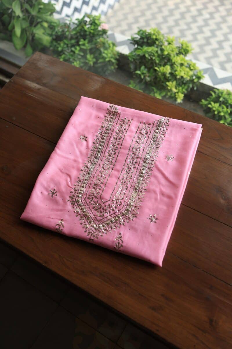 Chanderi Mukaish Badla Unstitched Chikankari Unisex Kurtas